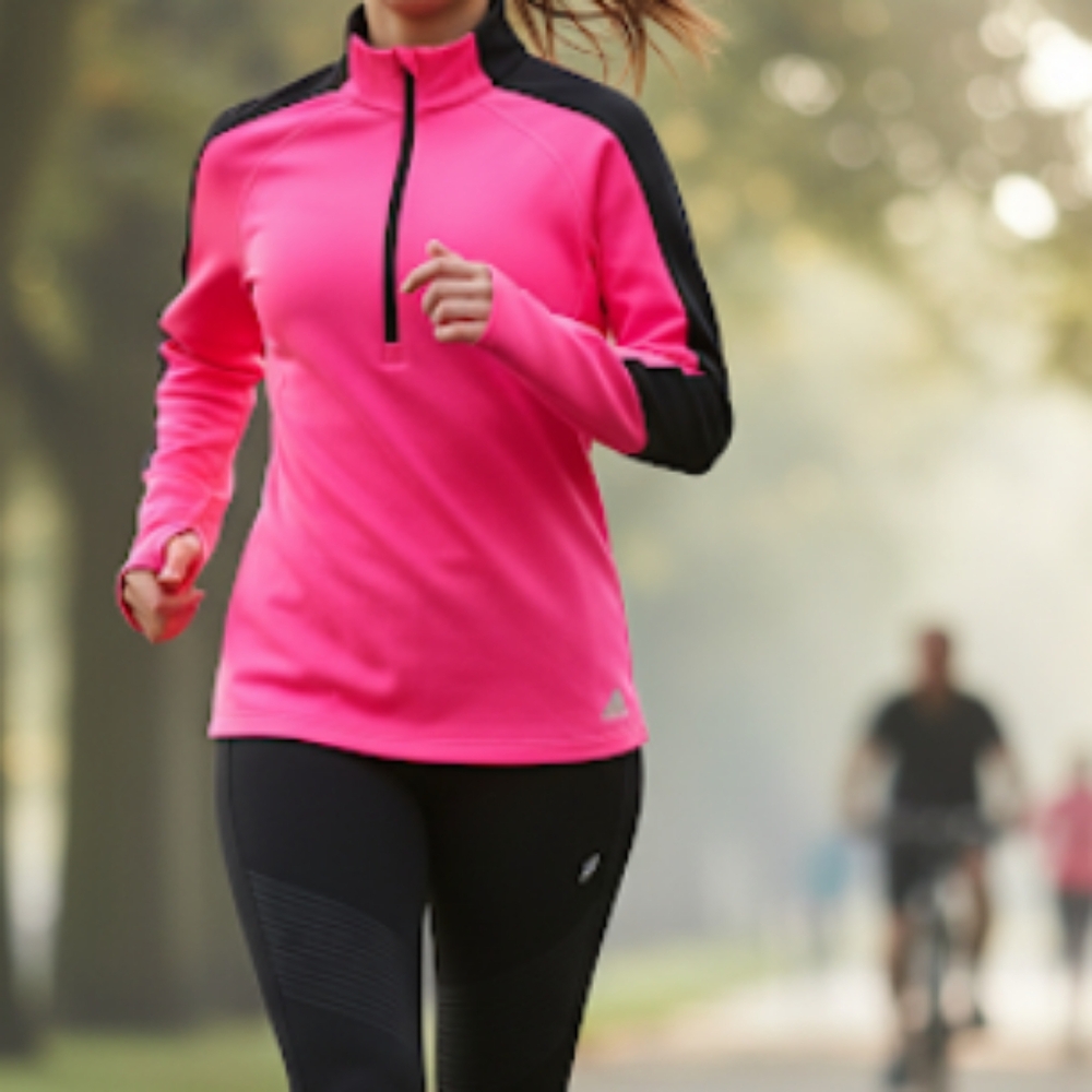 Adidas TechFit Climawarm Long Sleeve Mock Neck Quarter Zip Top Fluorescent Pink
